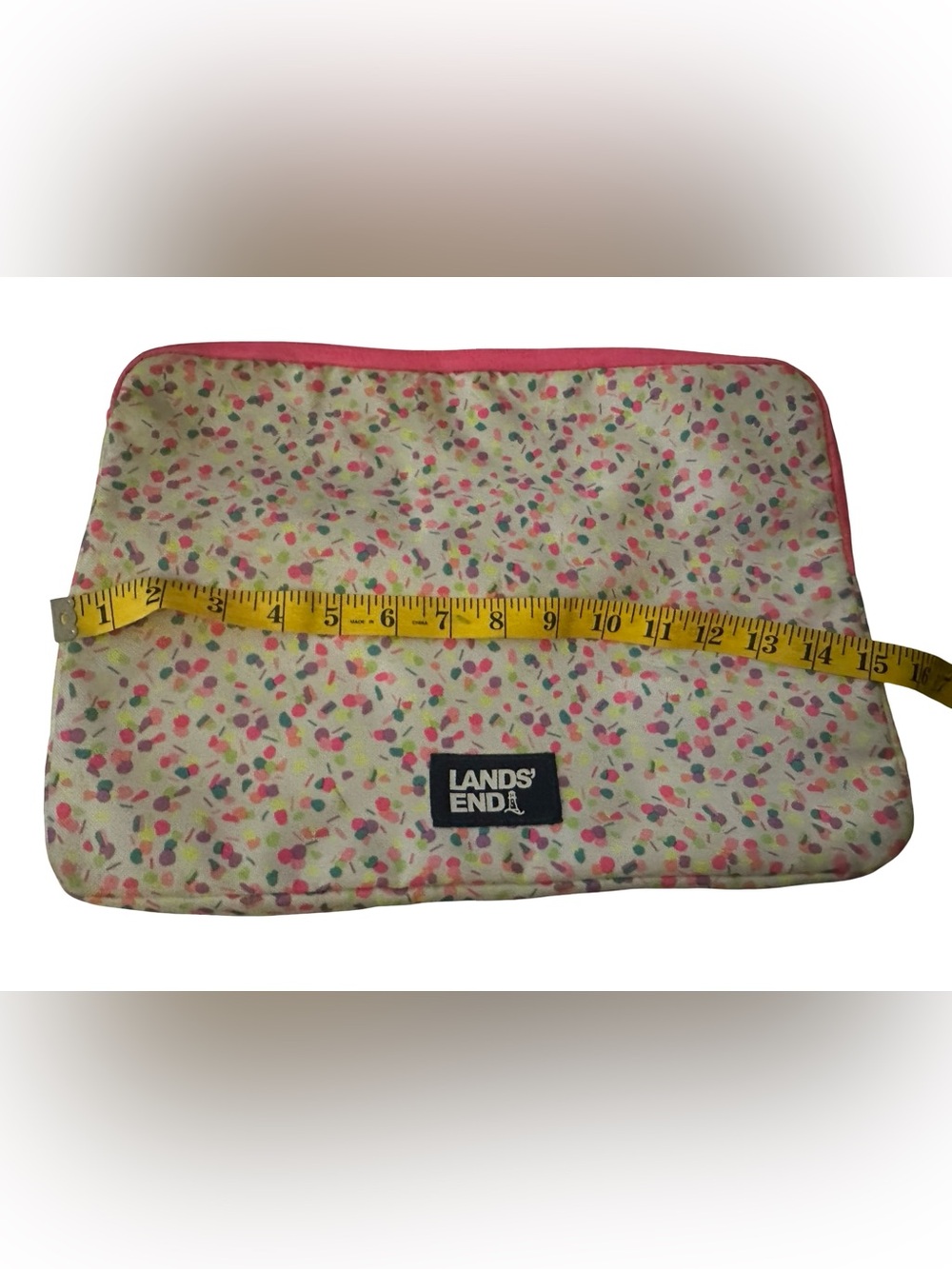 Lands End Laptop Cover pad Case Sleeve Bag Water Resistant Zip 11x14” Confetti